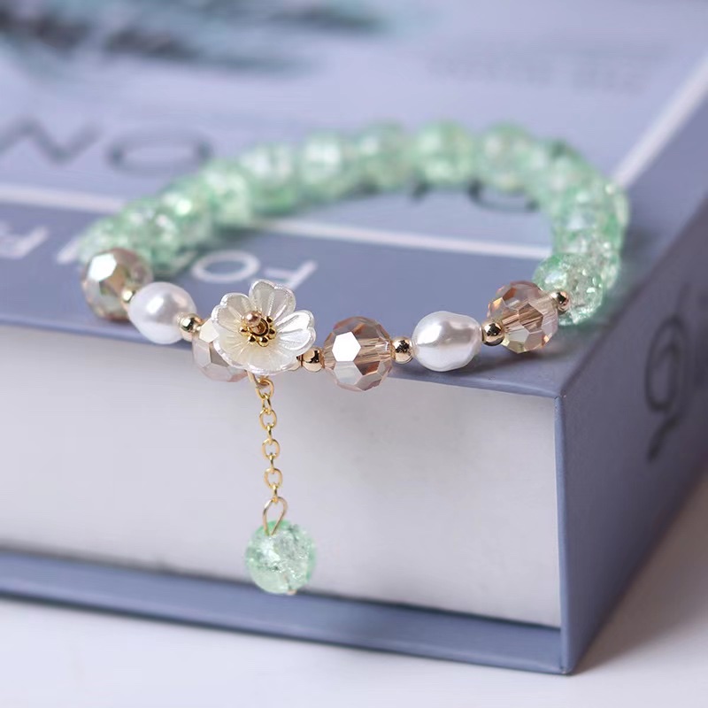 Pearl Flower Crystal Bracelet White Fashion Trend Casual Generous Hongtao Jewelry -012 Specification drawing