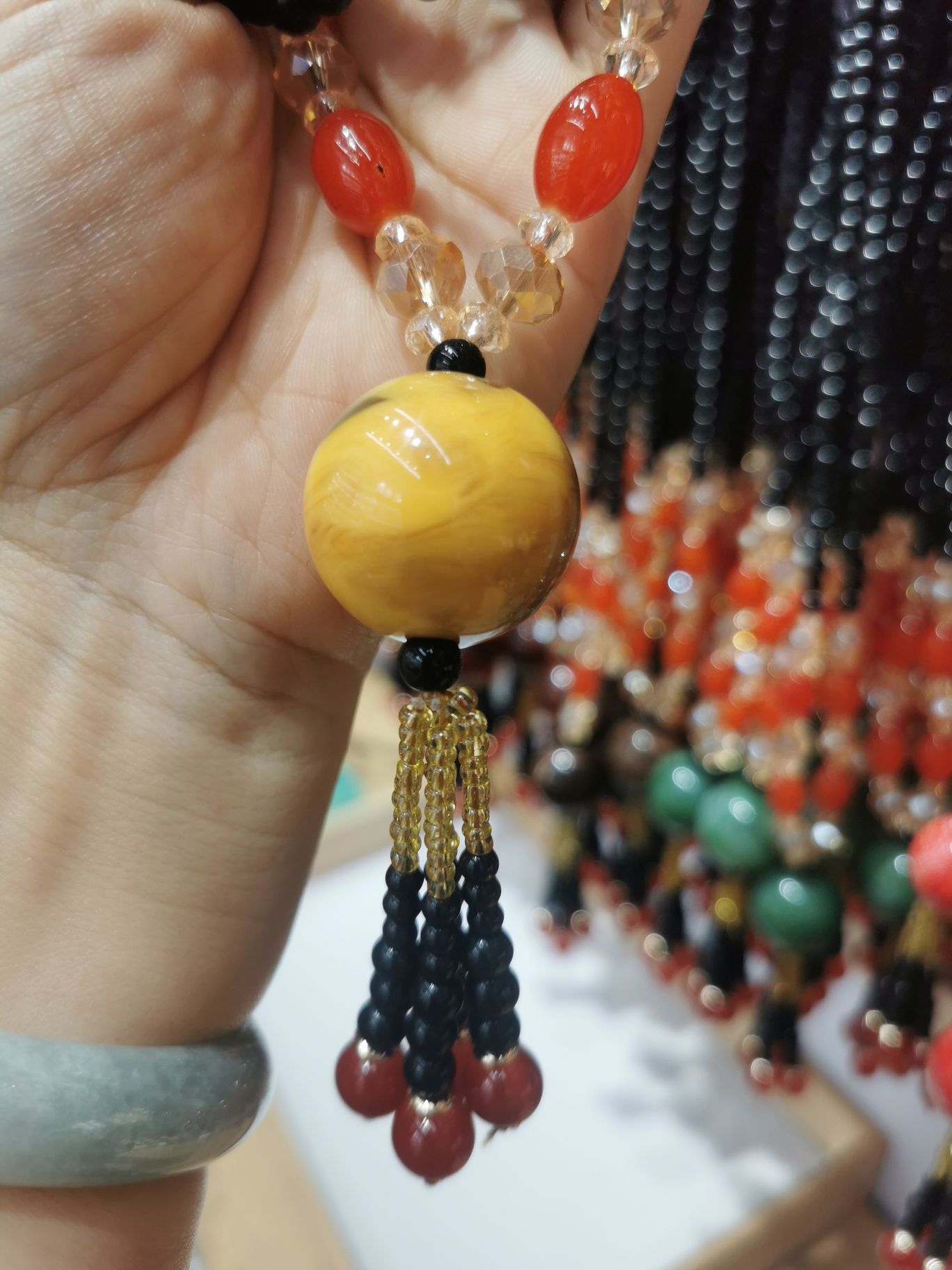 毛衣链韩版松石大象长款毛衣链气质简约百搭秋冬衣服挂件吊坠详情4