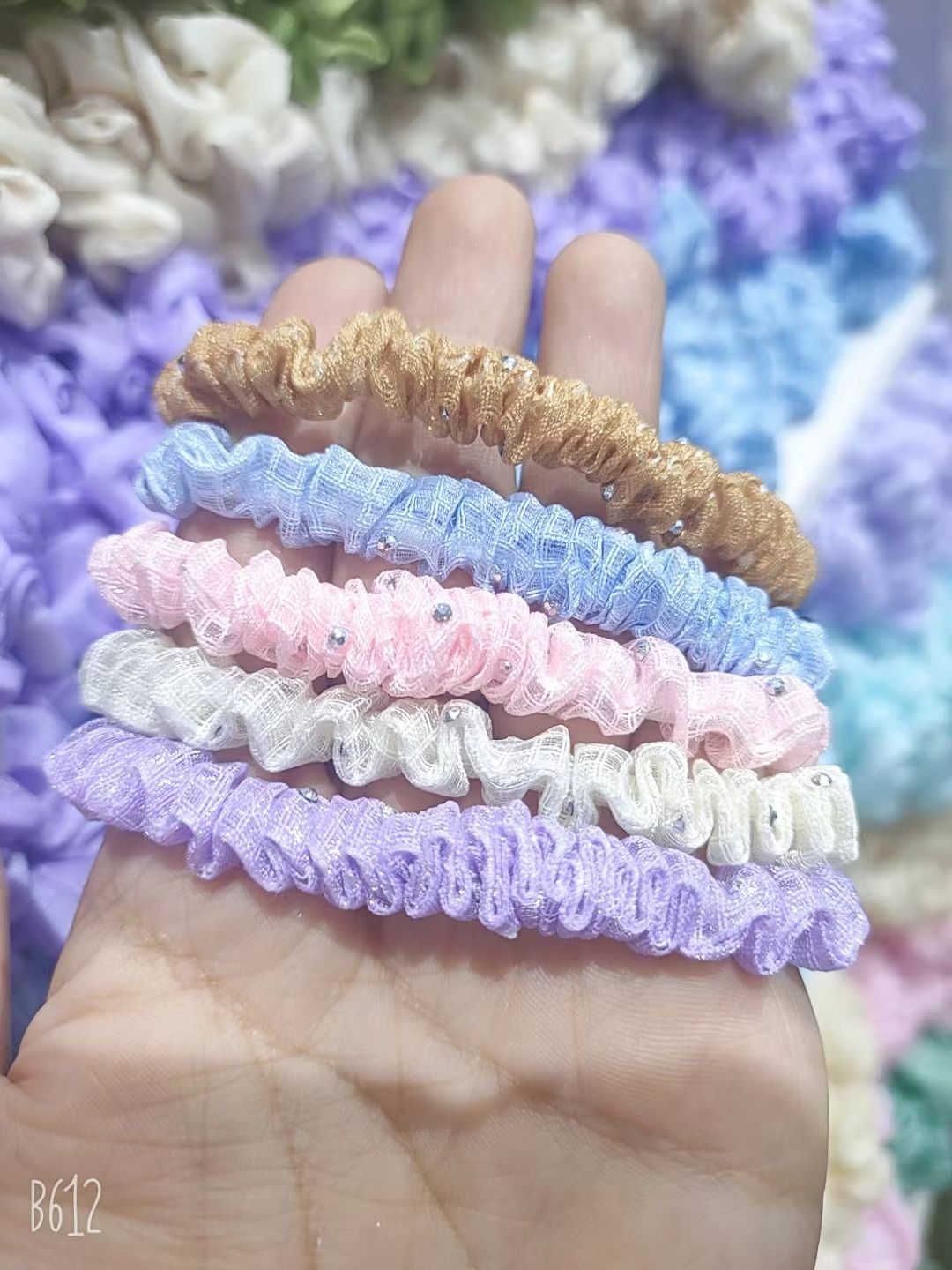 Pearl Ring 7 Cross-border Hot Sale 60-color solid color bright color Ding Pig large Intestine Ring Hair ring Elastic Hair ring factory direct supply Specification image