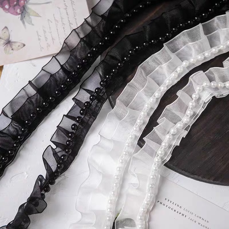 Lace Lace Cloth Strip Wide Black And White Ruffled Mesh Non-Stretch Clothing Accessories Decorate Diy Handmade Shoe Neckline