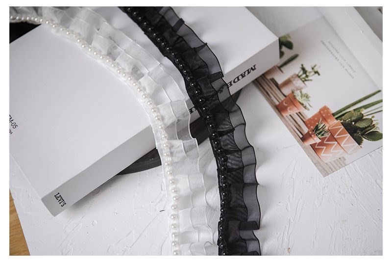 Lace Lace Cloth Strip Wide Black And White Ruffled Mesh Non-Stretch Clothing Accessories Decorate Diy Handmade Shoe Neckline details Picture