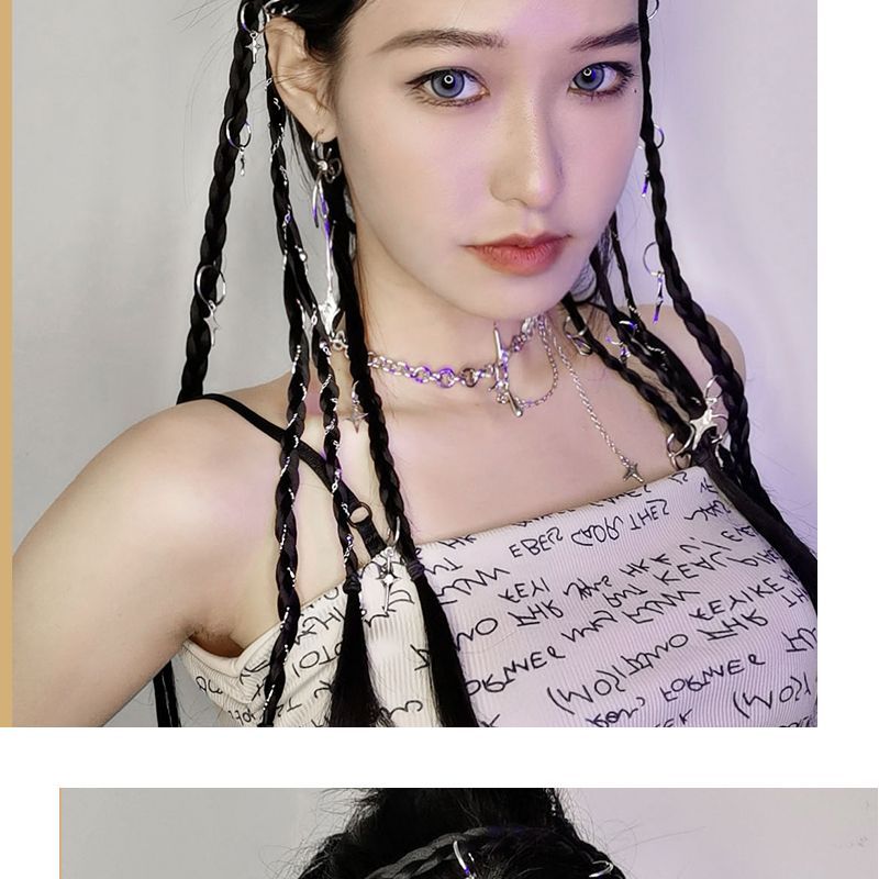 【花丝舞】网红假发双马尾拳击辫Y2K辣妹拳击辫挑染无痕麻花脏辫子发饰厂家批发甜酷辣妹拳击辫高马尾假发鞠婧祎同款辣妹小辫子详情13