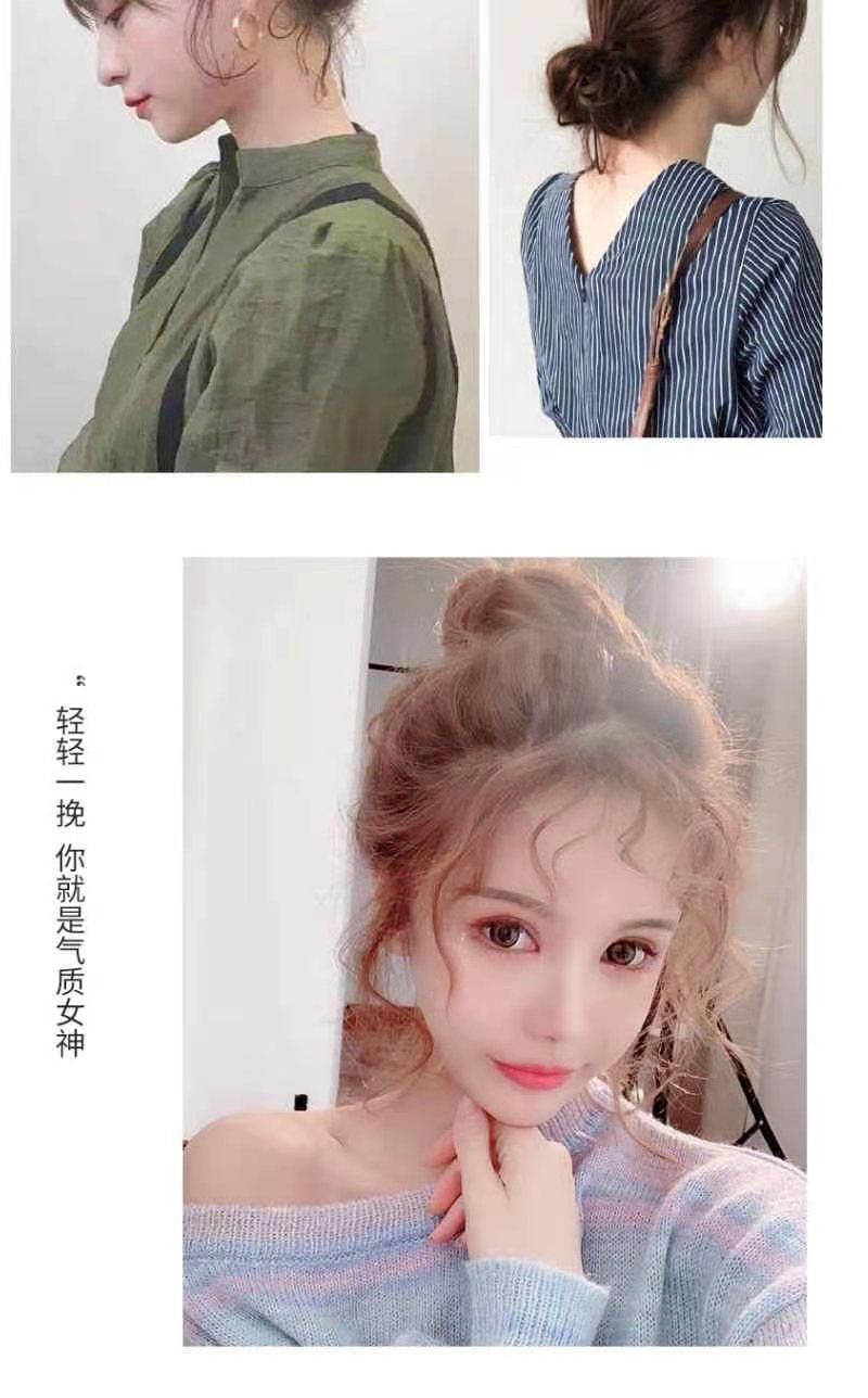 【花丝舞】厂家现货批发 假发片女长卷发毛毛虫假发丸子头发圈时尚清新发苞假发圈丸子头假发包卷发圈发包毛毛虫假发缠绕型韩国女详情11