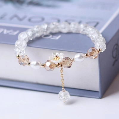 New Pearl Flower Crystal Bracelet Mori Small Fresh Style Design With Girlfriends Hongtao Trinkets -041
