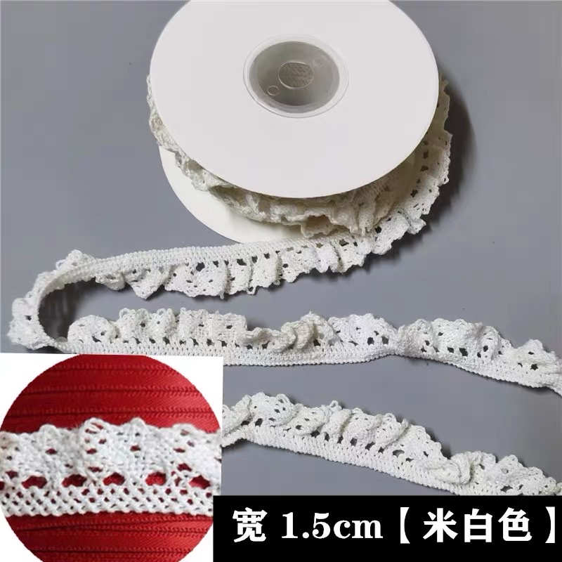 Width 1.5Cm Stretch Cotton Lace Lace Accessories Hollow Lace Fabric Handmade Diy Clothing Curtain Material