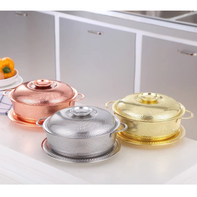 Stainless steel tight hole draining basket Draining basin washing basket washing rice basin fruit basket fruit tray thumbnail