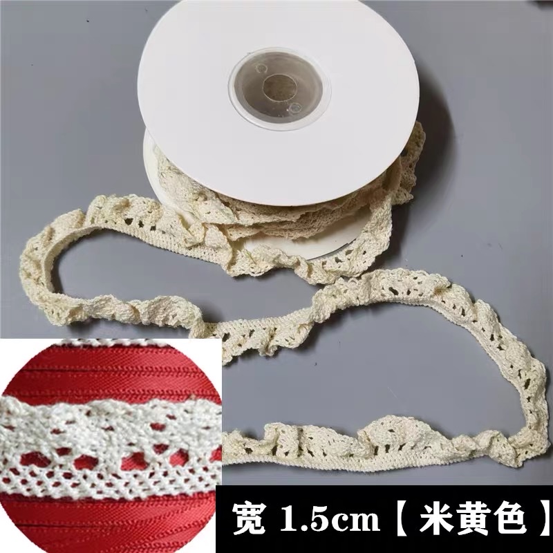 Width 1.5Cm Stretch Cotton Lace Lace Accessories Hollow Lace Fabric Handmade Diy Clothing Curtain Material details Picture