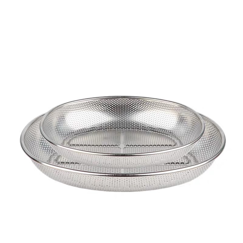 Stainless steel drain basket multi-purpose sieve basin washing basin drain basin fruit basket dense hole multi-purpose basket fruit and vegetable drain basin thumbnail