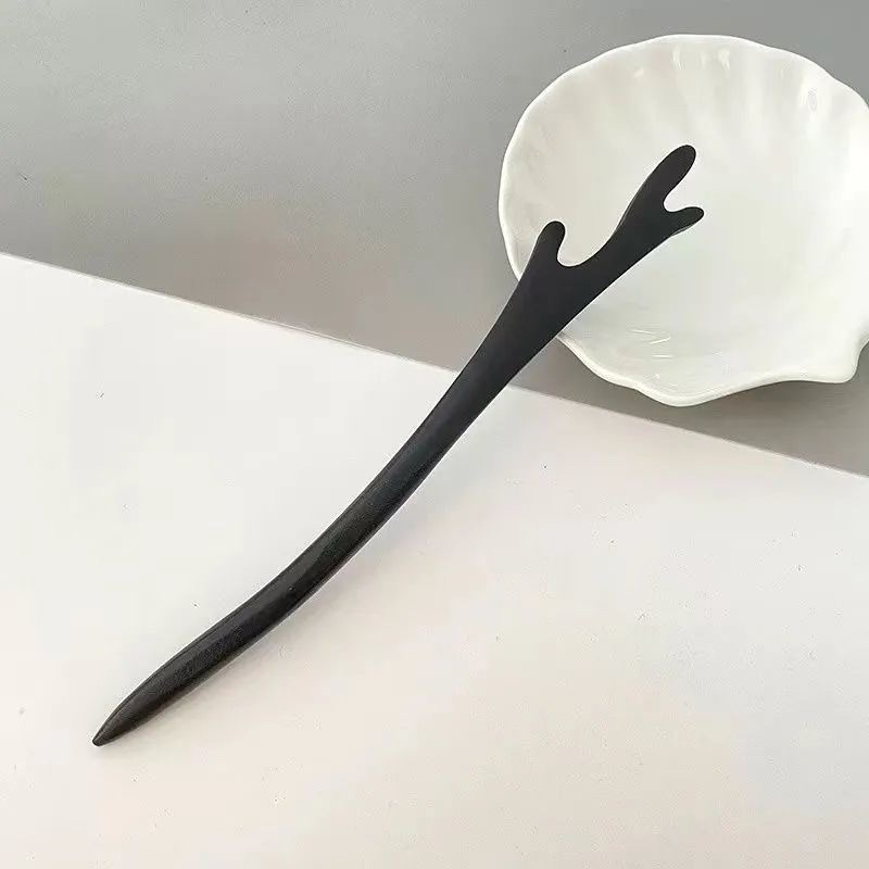 Black Wood Hairpin Ancient Style Modern Hairpin Chinese Wind Pan Hairpin Hanfu Daily Simple Hairpin details Picture