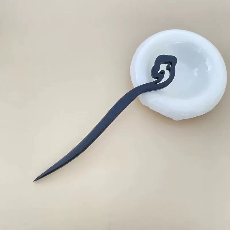 Black Wood Hairpin Ancient Style Modern Hairpin Chinese Wind Pan Hairpin Hanfu Daily Simple Hairpin Specification drawing