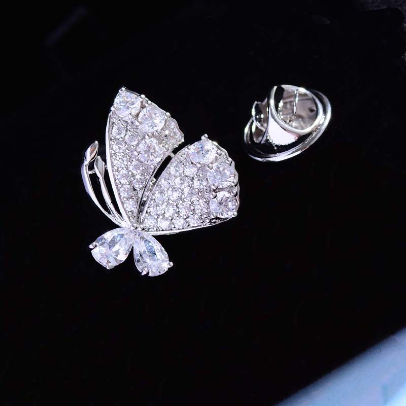 Korean fashion butterfly zircon is the key pin creative elegant simple small pin accessories women's trend Ins style personality brooch thumbnail