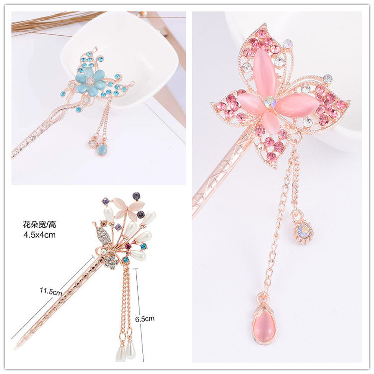 Hairpin Hanfu Ancient Classical Chinese Style Hair Ornaments Lady Step Shake Hairpin Fringe Classical Hairpin Pan Hair Ball Head details Picture