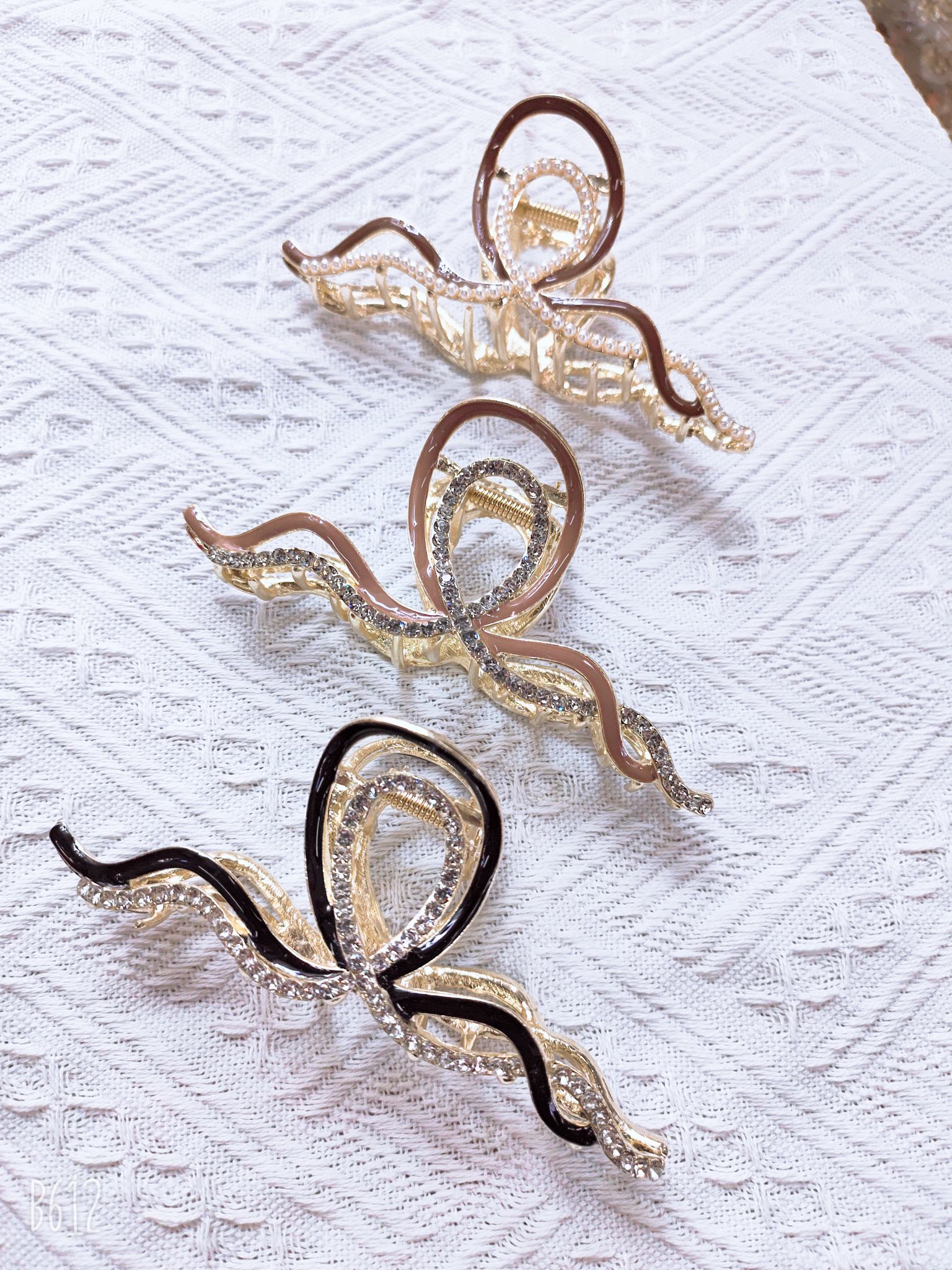 Alloy Korean Full Diamond Glass Lady Children Butterfly Claw Rose Gold Scarlet Agate Specification drawing