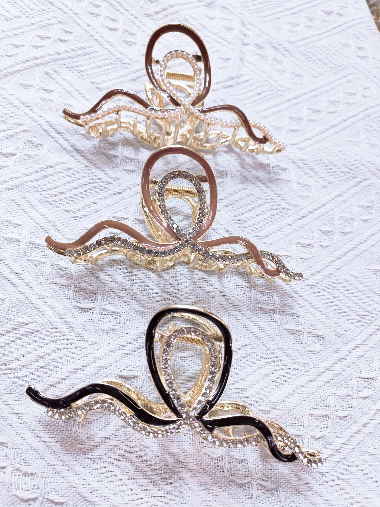 Alloy Korean Full Diamond Glass Lady Children Butterfly Claw Rose Gold Scarlet Agate details Picture