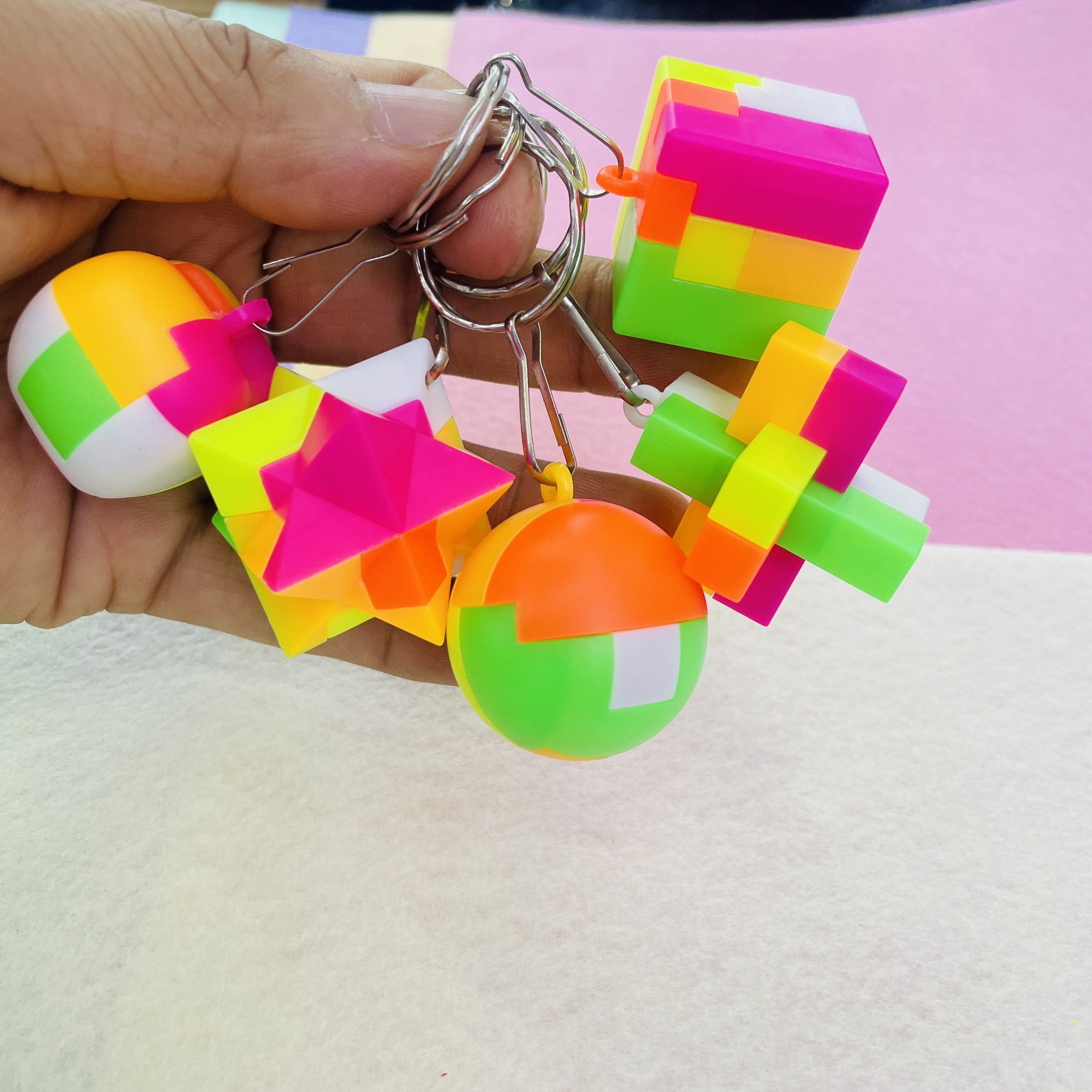 Puzzle cube Kongming lock multi-style plastic keychain food egg toy kindergarten children's puzzle building block toy thumbnail