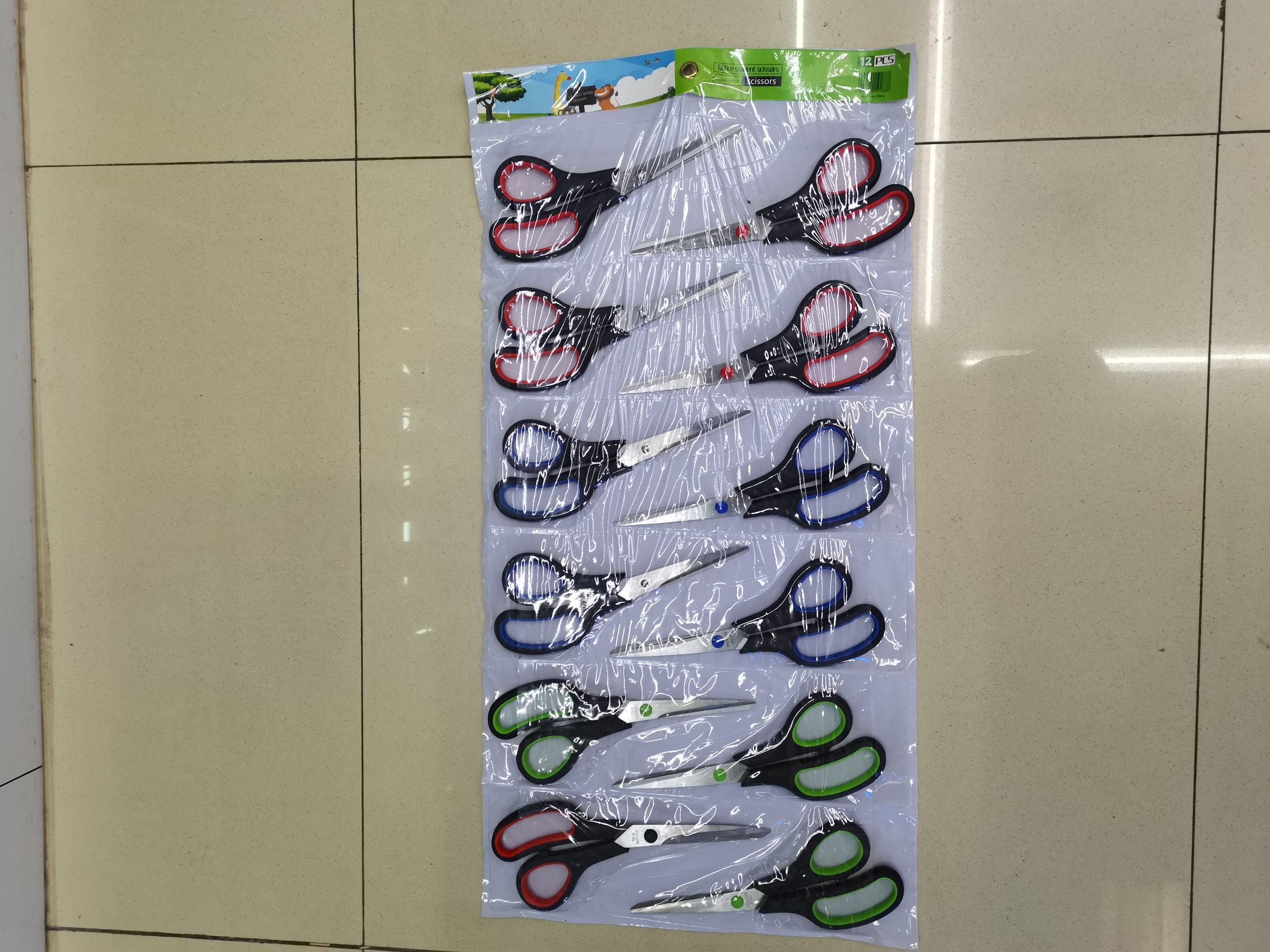 Hardware tools scissors, other scissors, office and educational scissors, office and cultural scissors, rubber and plastic scissors, two-color handle scissors, row scissors, student scissors details Picture