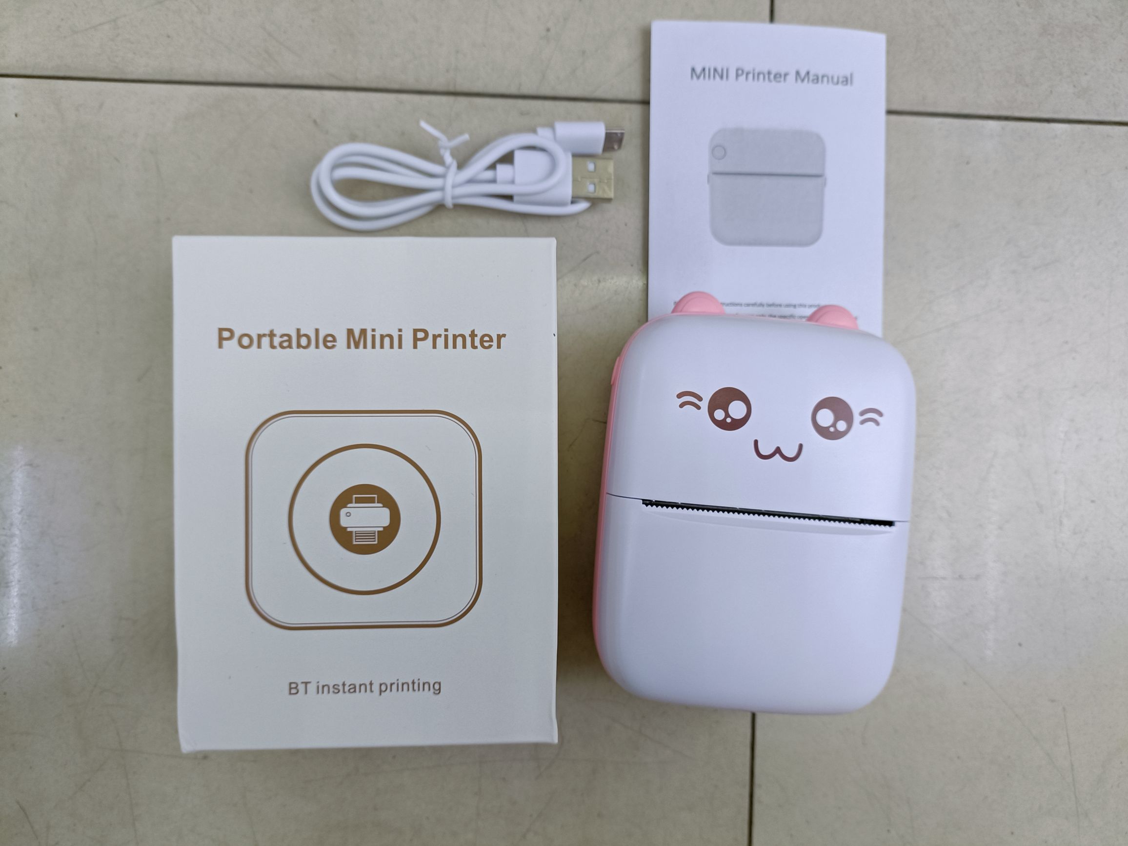 Smiley Face Printer Mini Pocket printer Error Tag Picture Portable office learning thermal printer