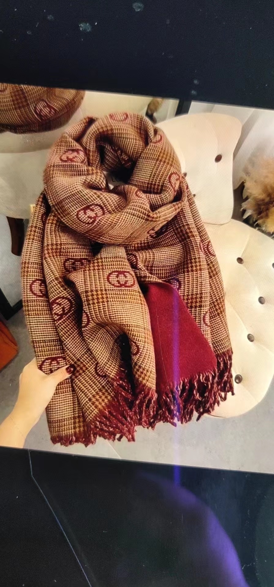 Korean Version Of Double-Sided Imitation Cashmere Scarf Female Thick Autumn And Winter New Thermal Scarf Shawl Dual-Use Fashion Explosion Item Picture