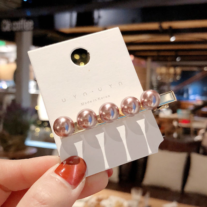 Dongdaemun Ins Colored Pearl Hair Clip Simple All-In-One Clip Sweet Personality Adult Side Clip Bangs Hair Clip details Picture