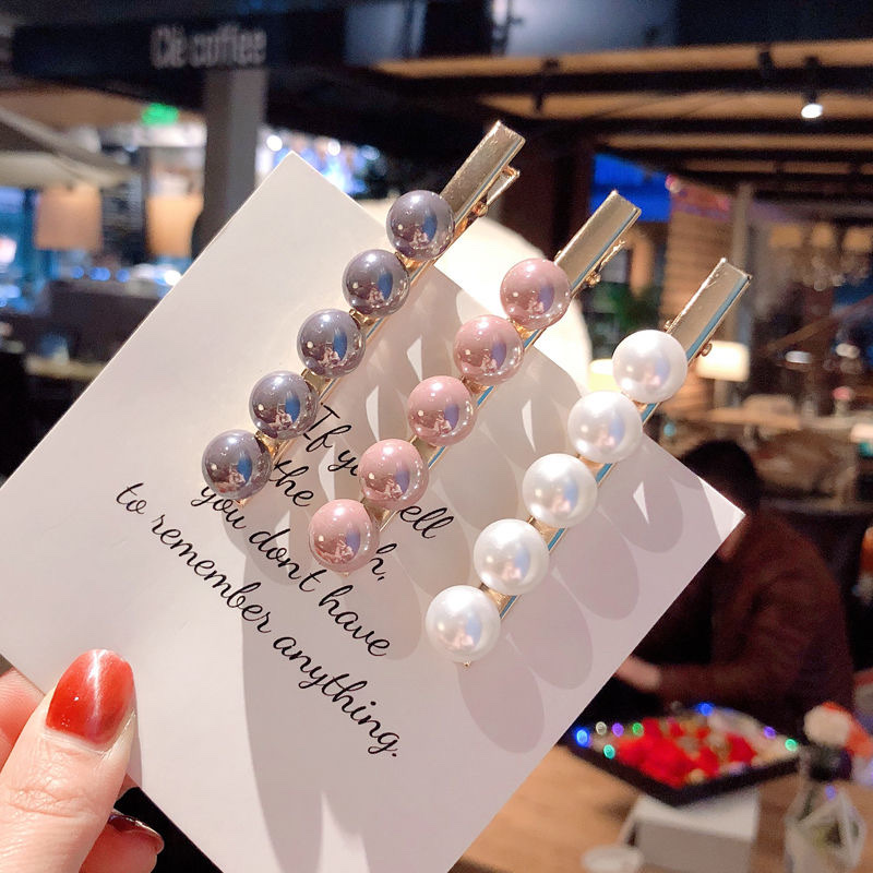 Dongdaemun Ins Colored Pearl Hair Clip Simple All-In-One Clip Sweet Personality Adult Side Clip Bangs Hair Clip