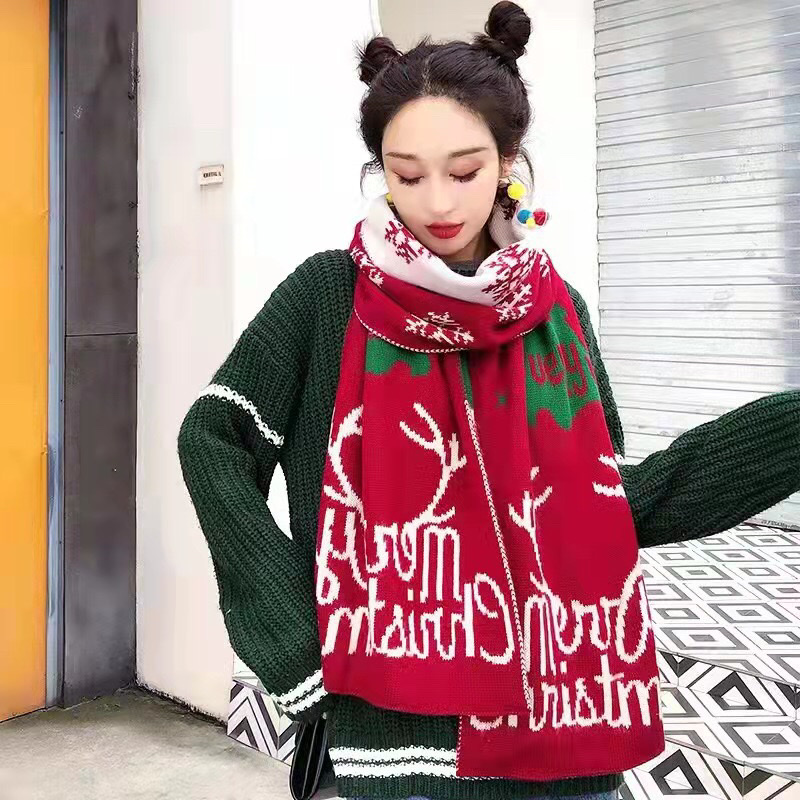 Christmas Scarf For Men Autumn And Winter All Korean Version Of Lattice Warm Simple Couple High-Grade Birthday Gift Necklaces full figure
