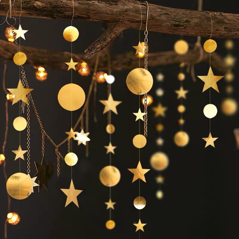 Birthday Christmas Five-Pointed Star Decorated Paper String