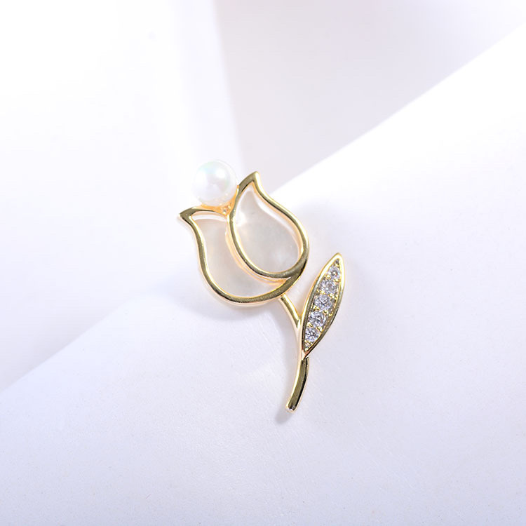 024 Korean fashion elegant tulip trend European style Round brooch cute simple personality fashion lovely ladies accessories accessories corsage thumbnail