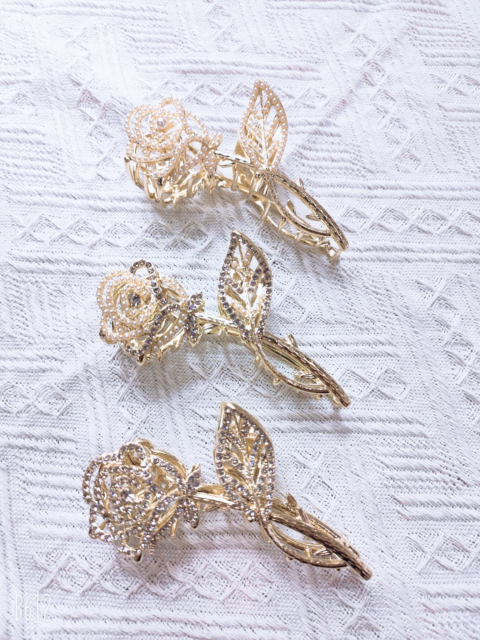 New Korean Wave Cute Children Rose Gold Small Hair Claw Crown Colorful details Picture