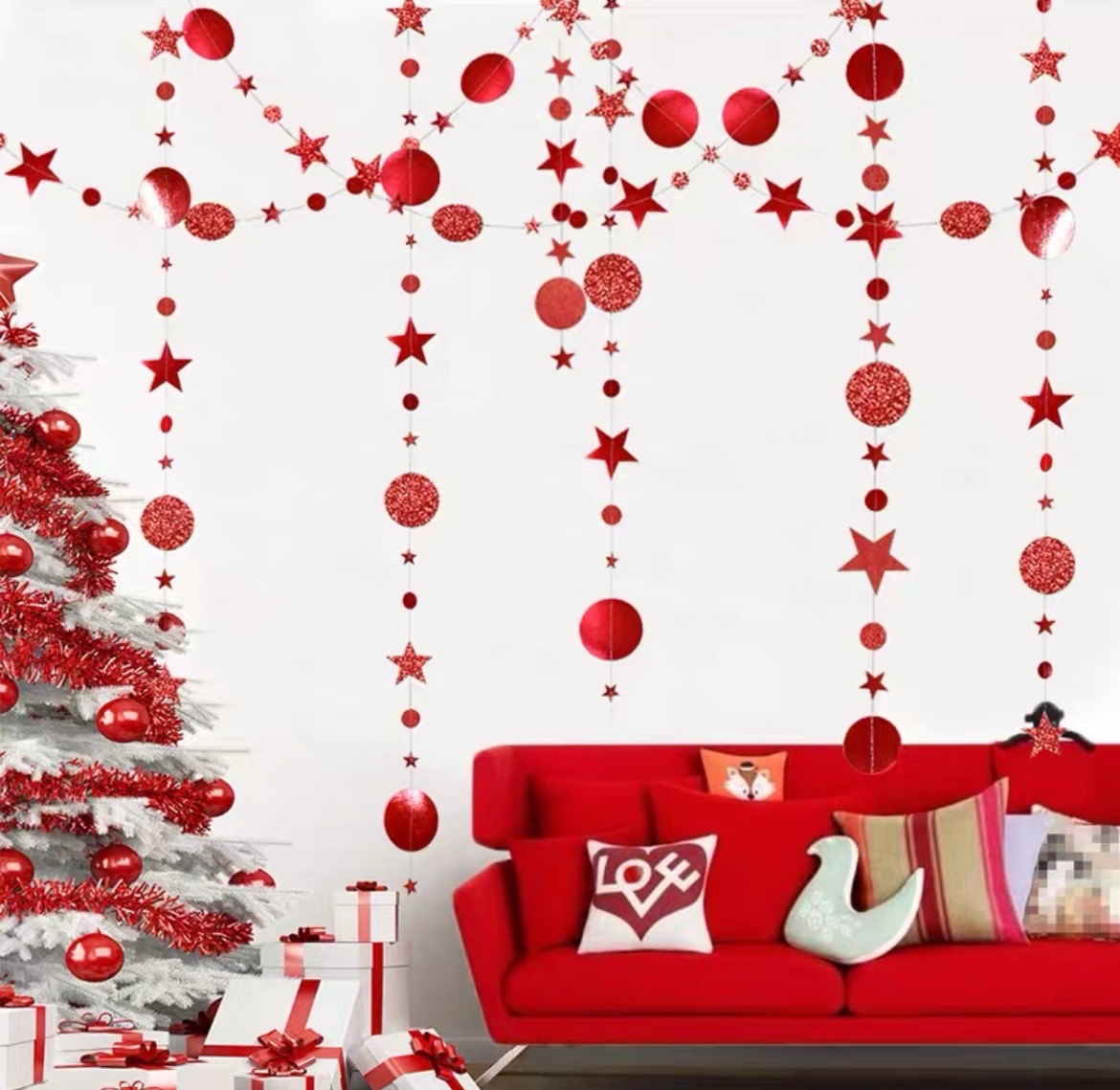 Birthday Christmas Five-Pointed Star Decorated Paper String Application Scenario
