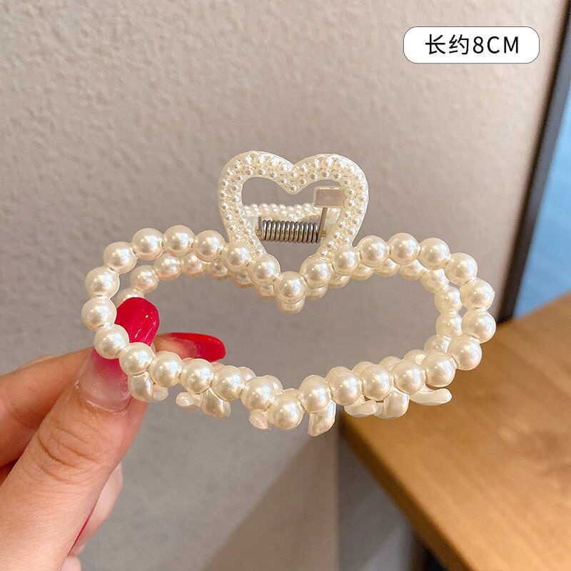 Imitation pearl grab clip Hairpin back of head bath grab clip Adult large Korean elegant temperament shark clip hair accessories thumbnail