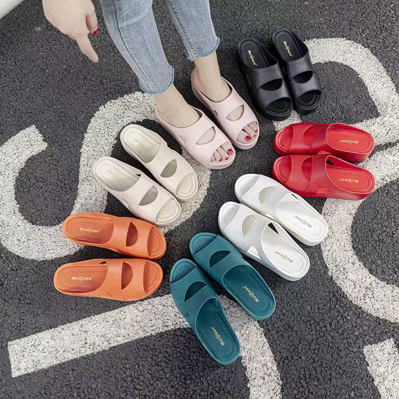 High-heeled slippers women summer wear super thick thick bottom new home explosion wedge bathroom slip-resistant sponge sandals