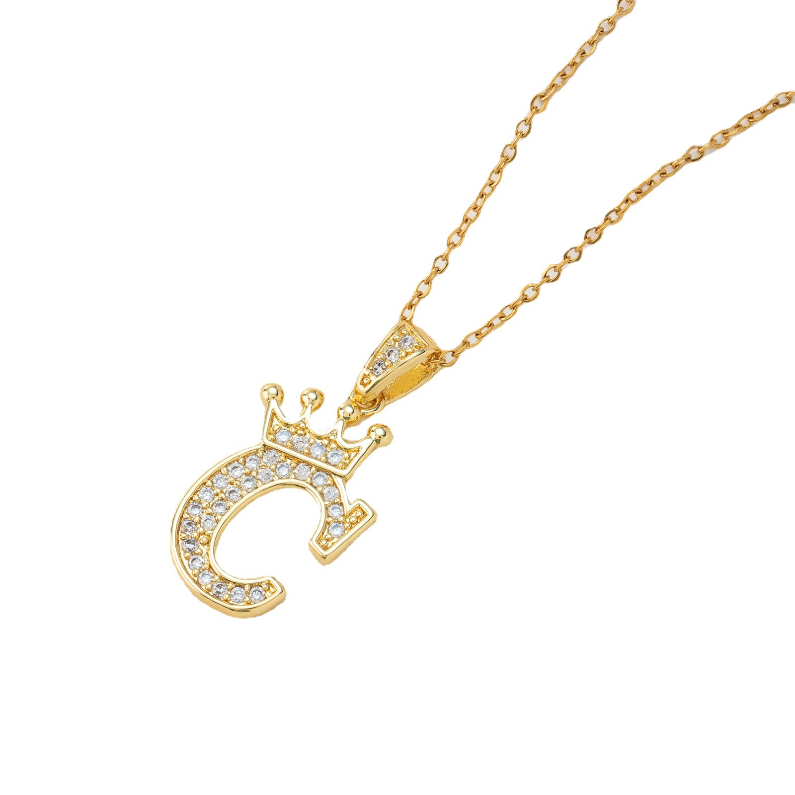Cross-Border Explosive Accessories Europe And The United States Hip Hop Pendant Stainless Steel Necklace Collarbone Chain Simple 26 English Letters Item Picture