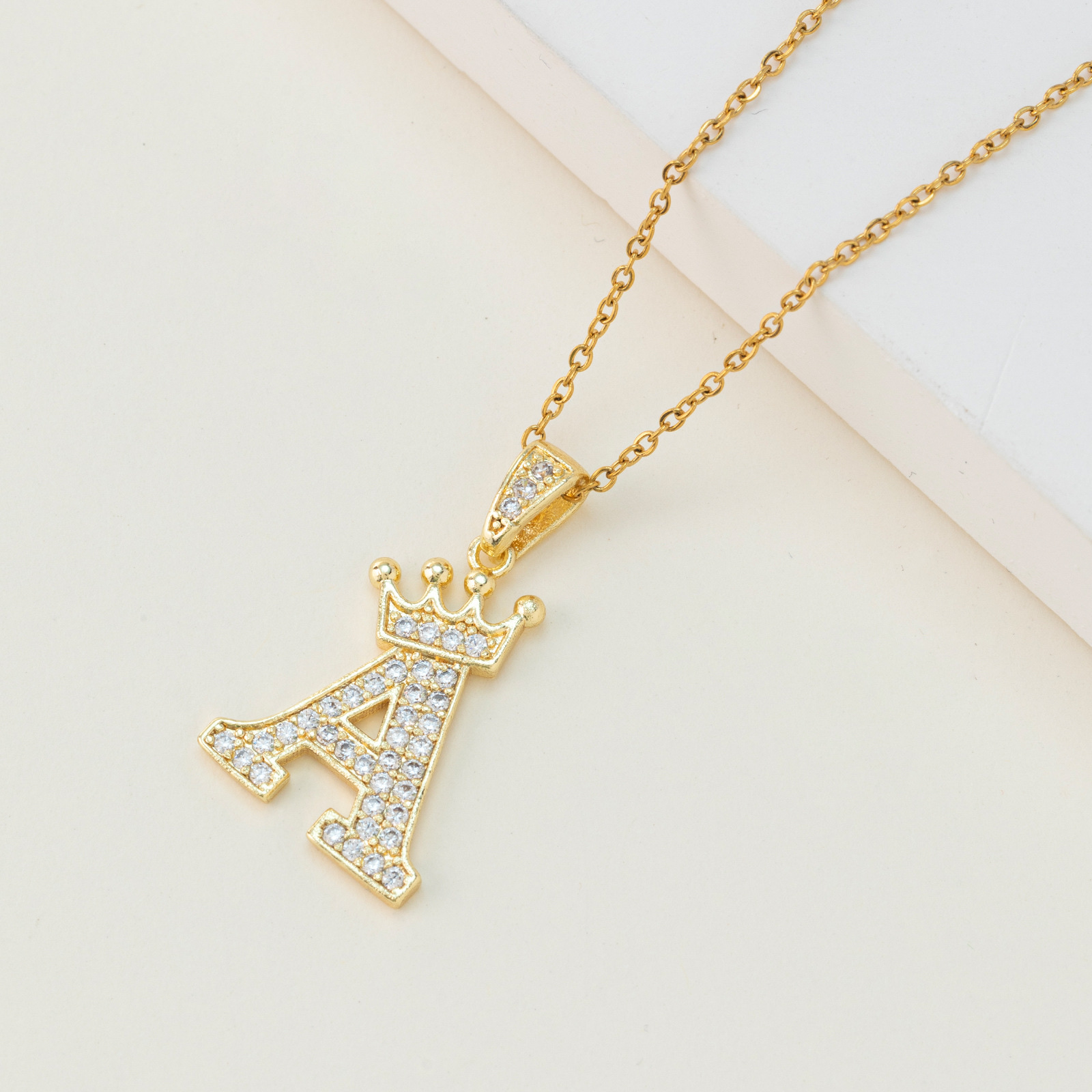 Cross-Border Explosive Accessories Europe And The United States Hip Hop Pendant Stainless Steel Necklace Collarbone Chain Simple 26 English Letters Specification drawing