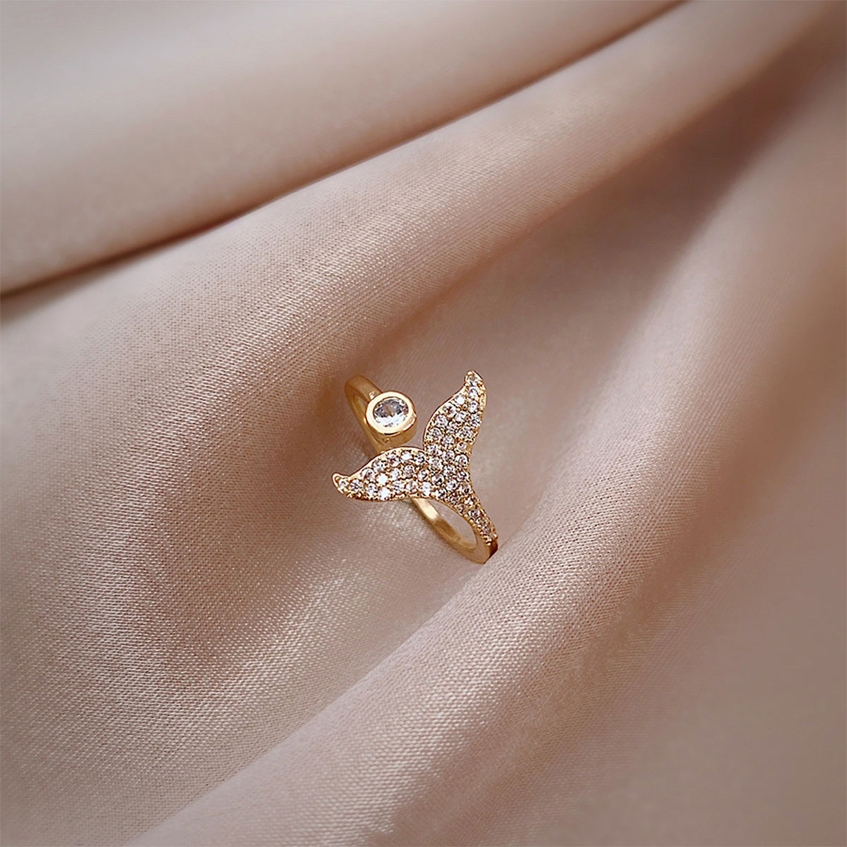 Net Red With Cold Zircon Fishtail Ring Fashion Boudoir Everything Small Fresh Gift Opening Adjustable Ring details Picture