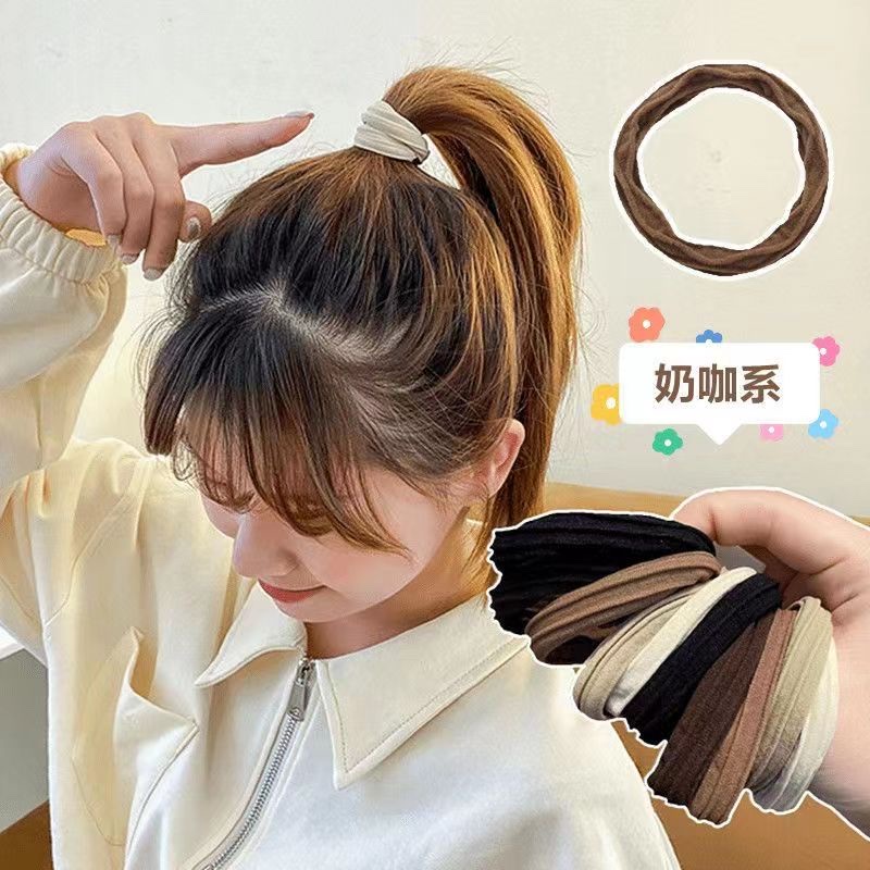Seamless hair tie milk coffee color high elastic head tie hair thick and thick high ponytail leather strap for women