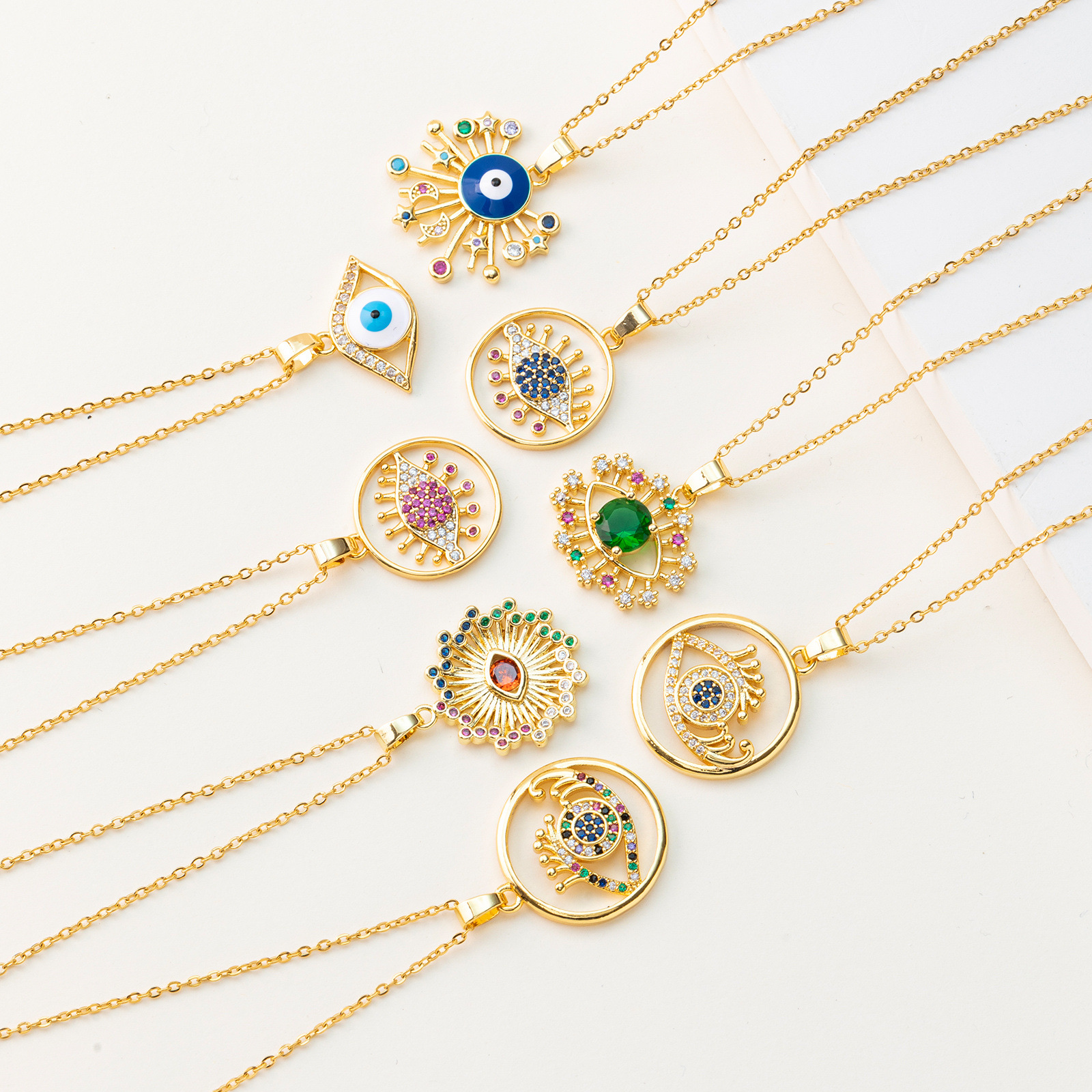 Factory Goods Direct European And American Cross-Border Devil's Eye Pendant Necklace Personality Fashion Color Stainless Steel Collarbone Chain
