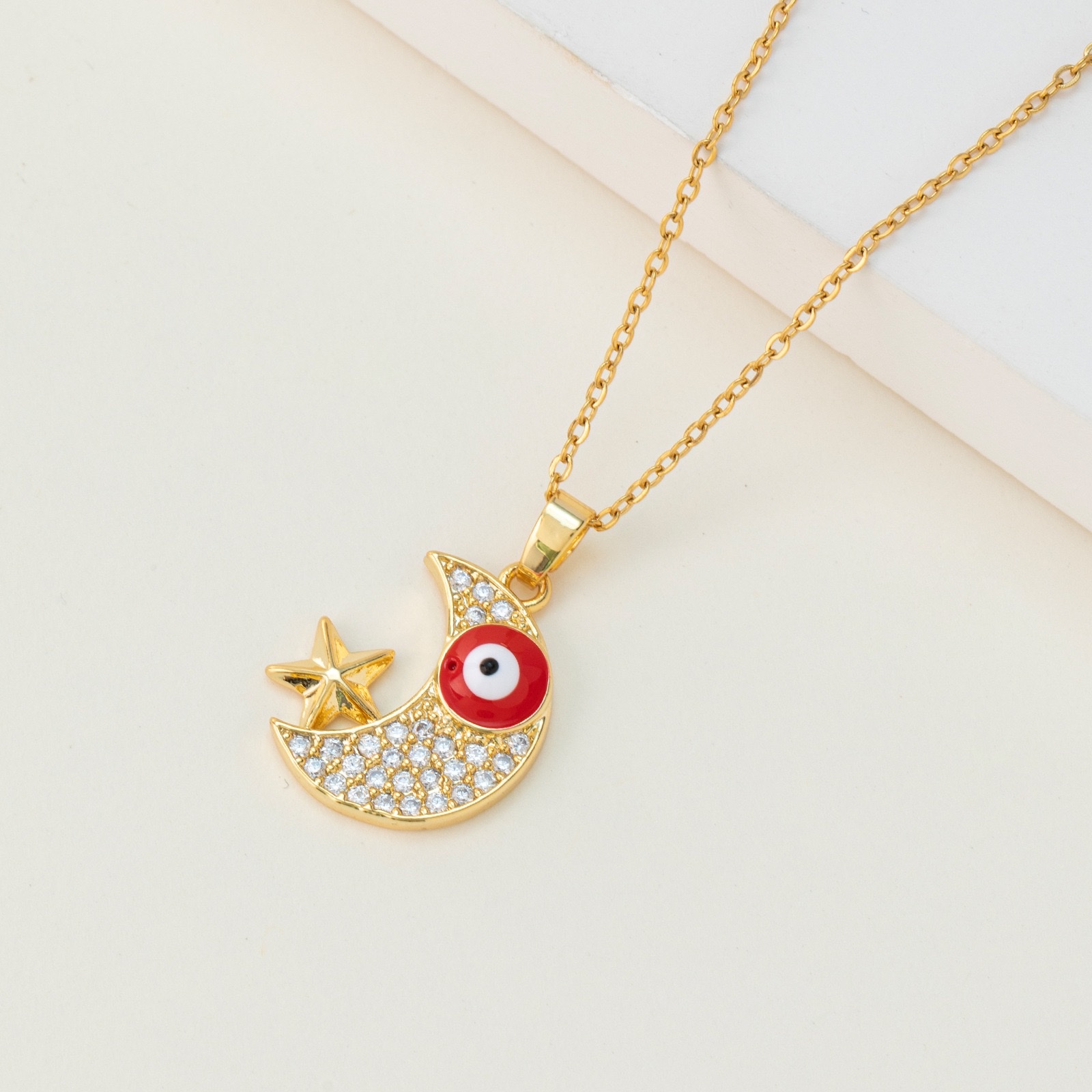 Europe And The United States New Hot Evil Eye Pendant Necklace Titanium Steel Collarbone Chain Copper Dripping Eye Element Necklace Jewelry Item Picture