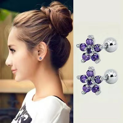 Korean Version Earrings Titanium Steel Copper Inset Zircon Small Earrings Earrings For Women Specification drawing