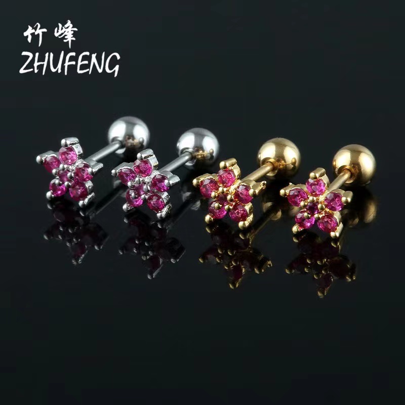 Korean Version Earrings Titanium Steel Copper Inset Zircon Small Earrings Earrings For Women Application Scenario