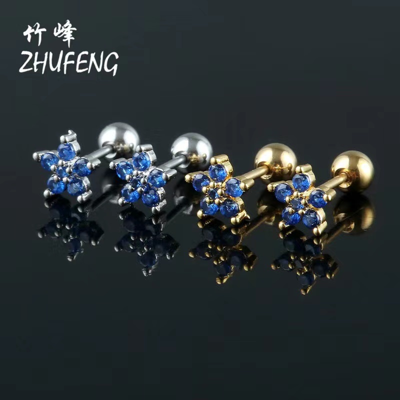 Korean Version Earrings Titanium Steel Copper Inset Zircon Small Earrings Earrings For Women Item Picture