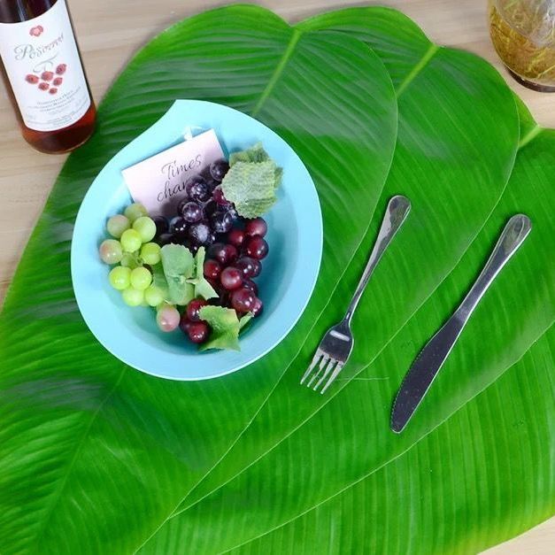 进武花艺餐桌芭蕉叶仿真植物墙气氛装饰配件水果店餐桌垫子假植物绿叶布置详情1