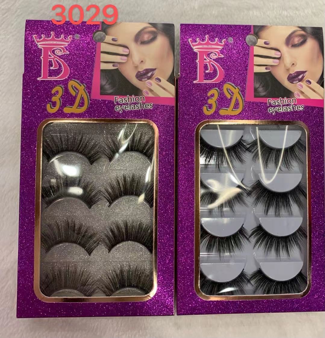 5 Pairs Of False Eyelashes 3029 Slender Long Thick Natural Curling Manufacturers Direct Sales
