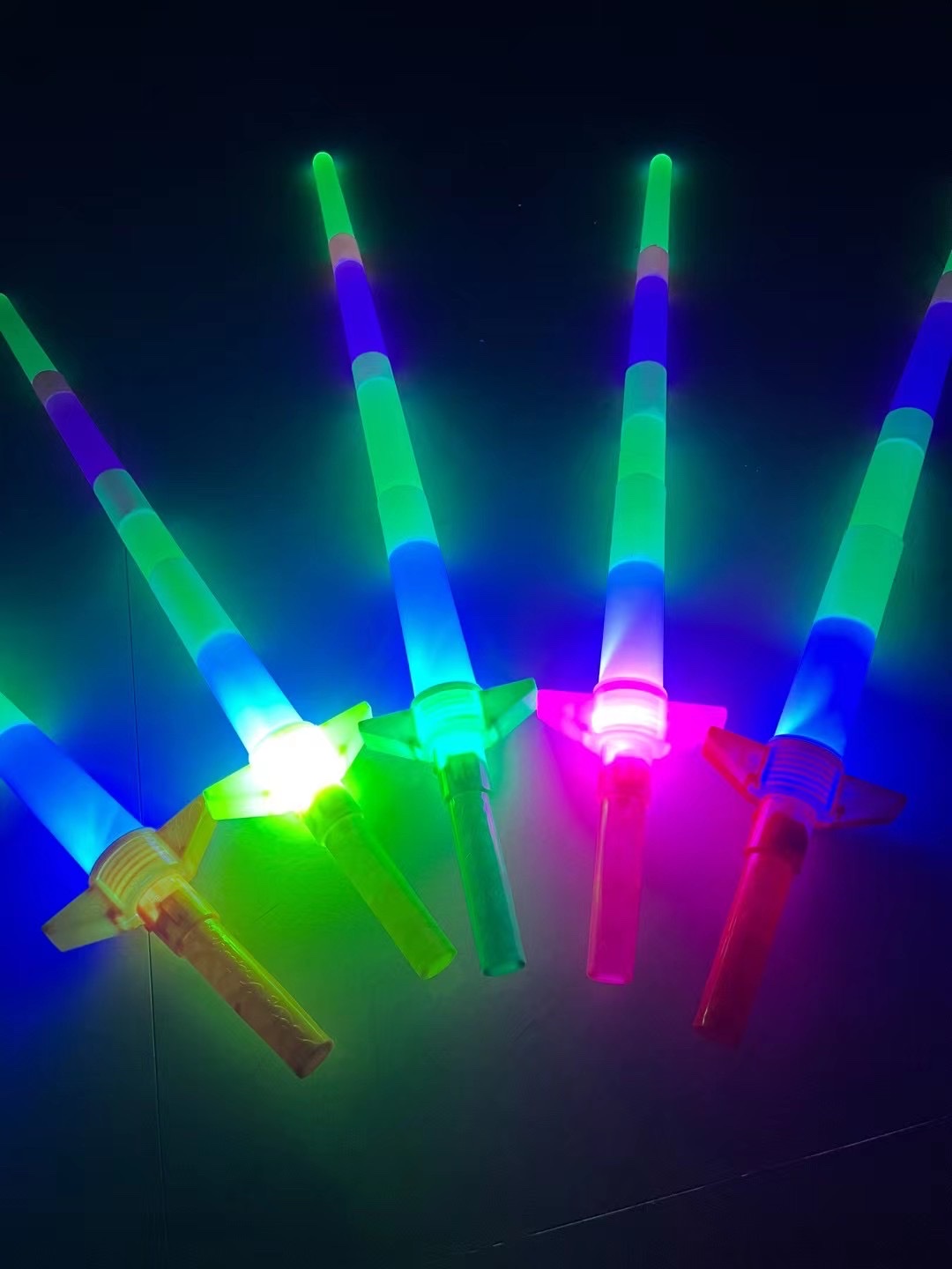 Big sword fourth section retractable large glow-stick props children's toys electronic flash sword Light up telescopic sword