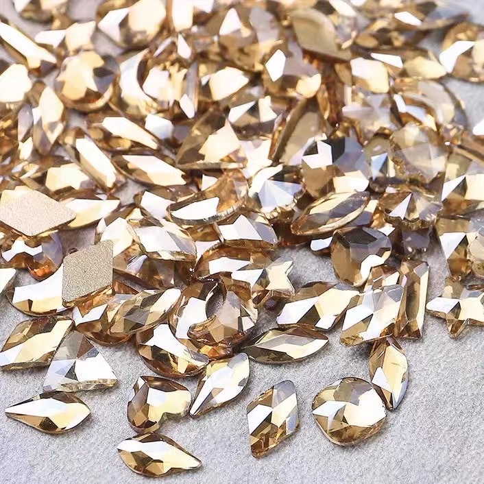 Winsprite Mini Small Size Champagne Flat Shaped Diamond Nail Art Jewelry Flash Diamond Application Scenario