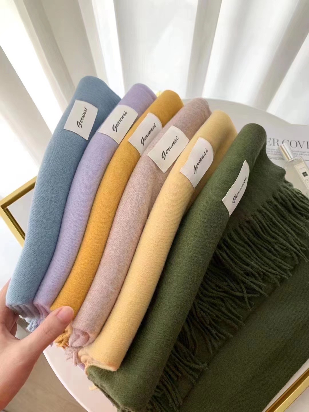 250G Sheep Puff Scarf Shawl Plain Imitation Cashmere Scarf Skin Warm Autumn And Winter Scarf Item Picture