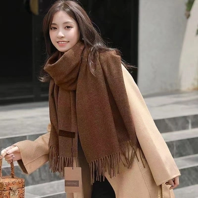 250G Sheep Puff Scarf Shawl Plain Imitation Cashmere Scarf Skin Warm Autumn And Winter Scarf