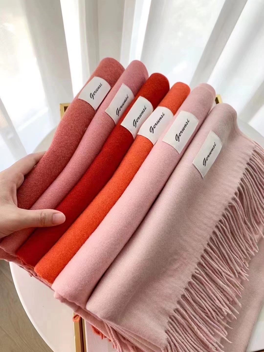 250G Sheep Puff Scarf Shawl Plain Imitation Cashmere Scarf Skin Warm Autumn And Winter Scarf Application Scenario