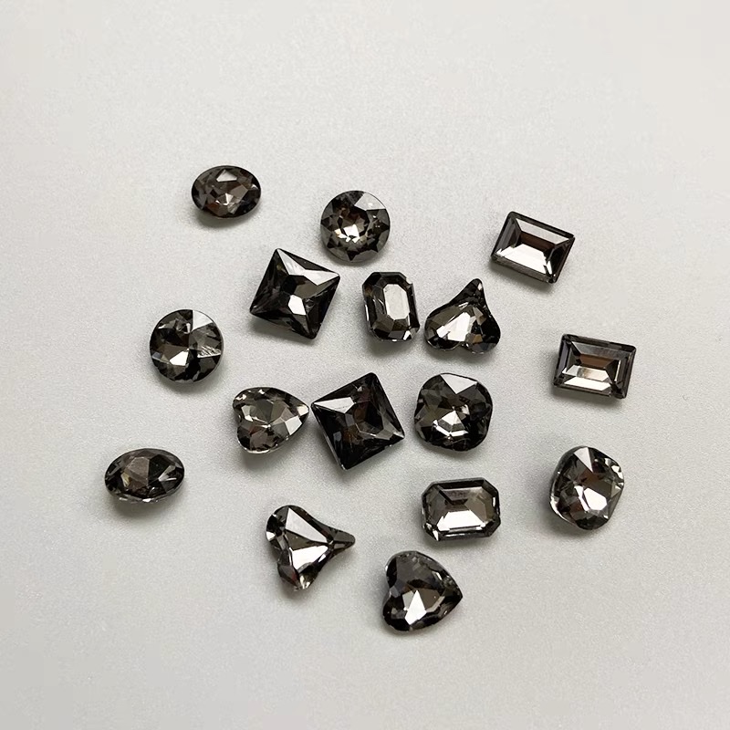 Nail Tip Bottom Diamond Jewelry Super Flash Gray Glass Crystal Love Rectangular Axe Diamond Net Red details Picture