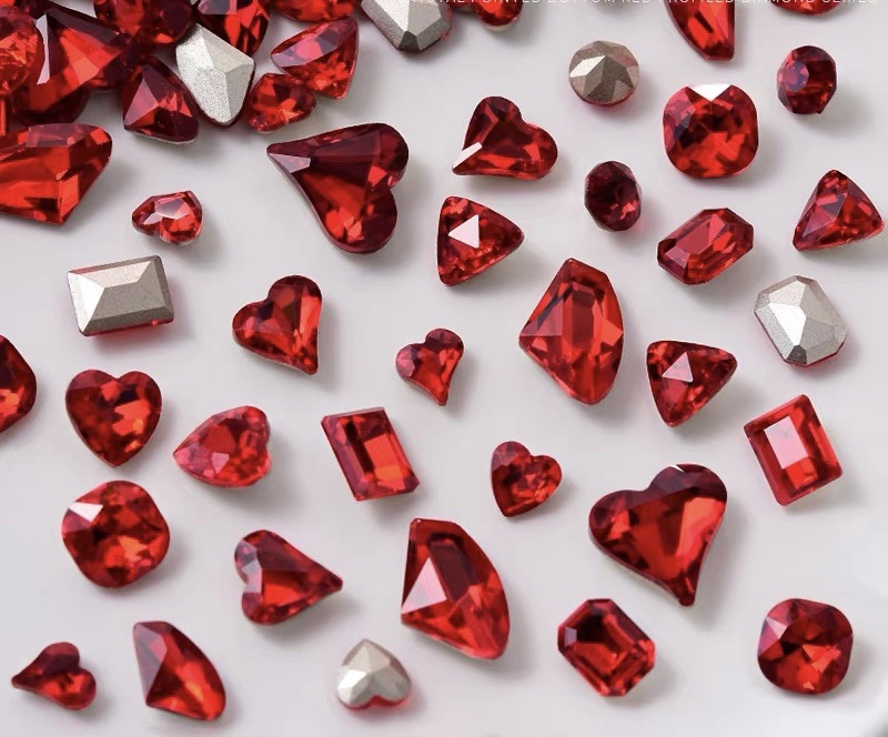Nail tip bottom diamond jewelry super flash red glass crystal love rectangular axe diamond net red pop thumbnail