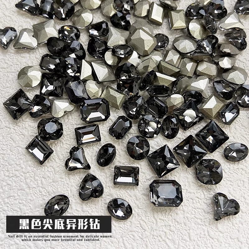 Nail Tip Bottom Diamond Jewelry Super Flash Gray Glass Crystal Love Rectangular Axe Diamond Net Red